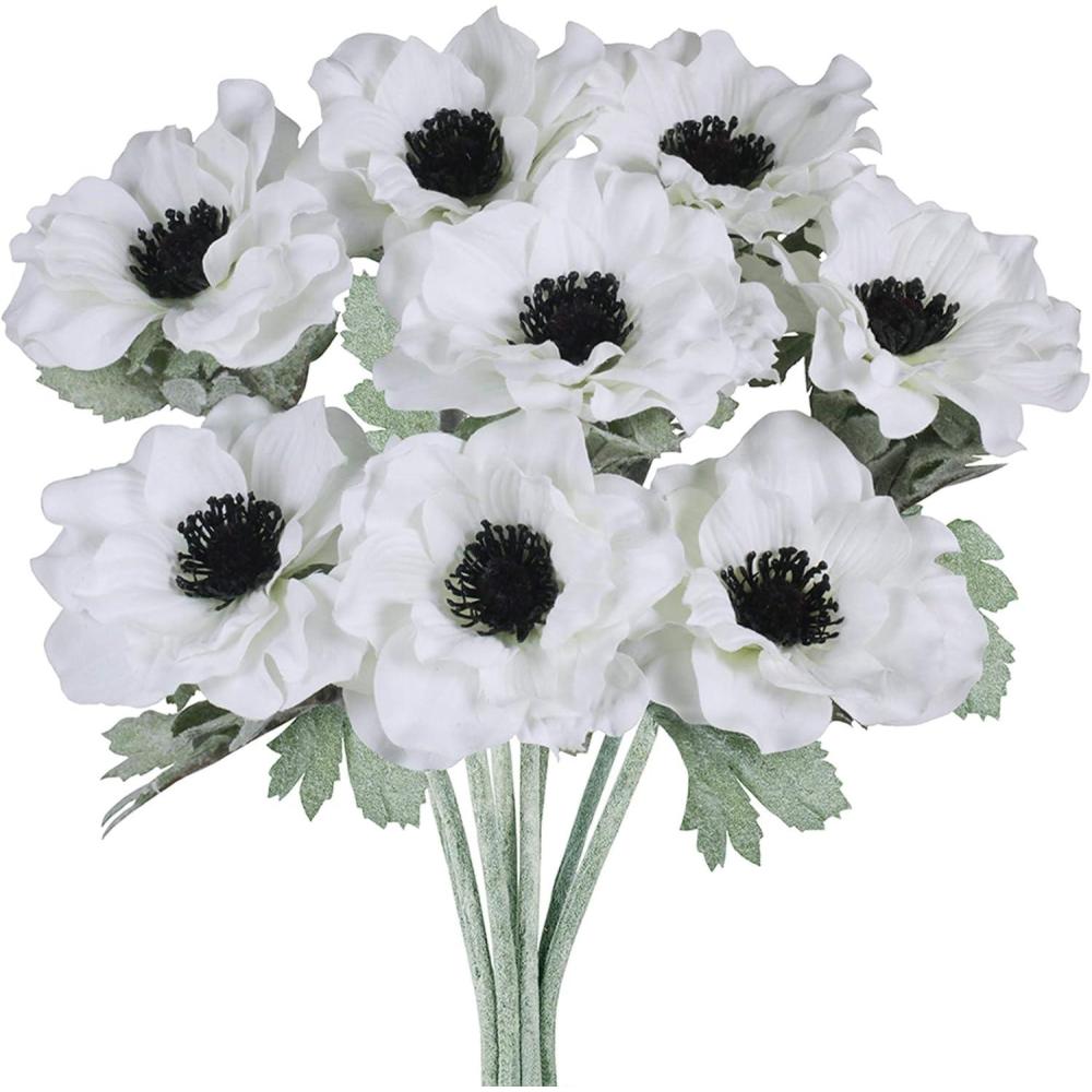 image8 Pcs White Flowers Artificial Flowers for Wedding Bouquets Corsages Floral Arrangement Centerpieces Vase Basket Decoration