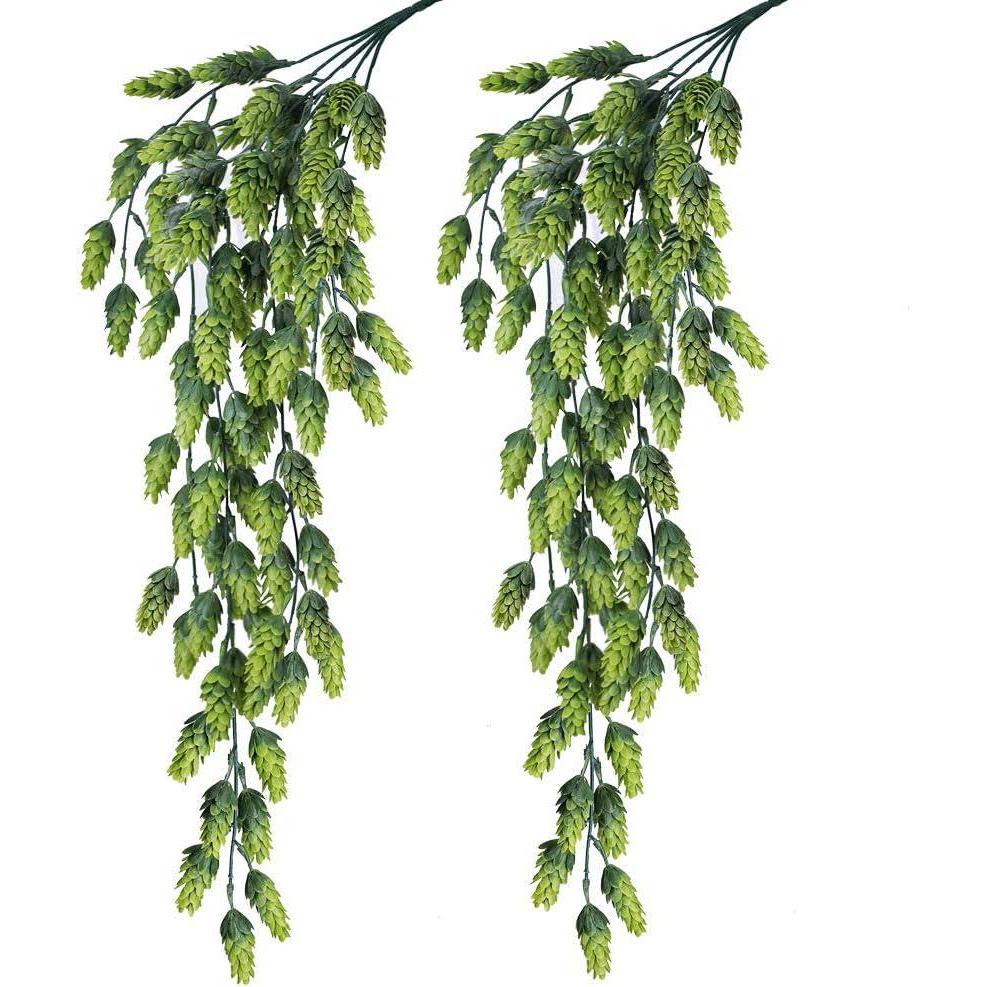 imageSupla 2 PCS Artificial Hops Flower Vine Garland Plant Fake Hanging Vine Hops Faux hops Artificial Hanging Plants in Frosted Green Each 295quot for Indoor Outdoor Front Porch Flower Decor Floral Greenery
