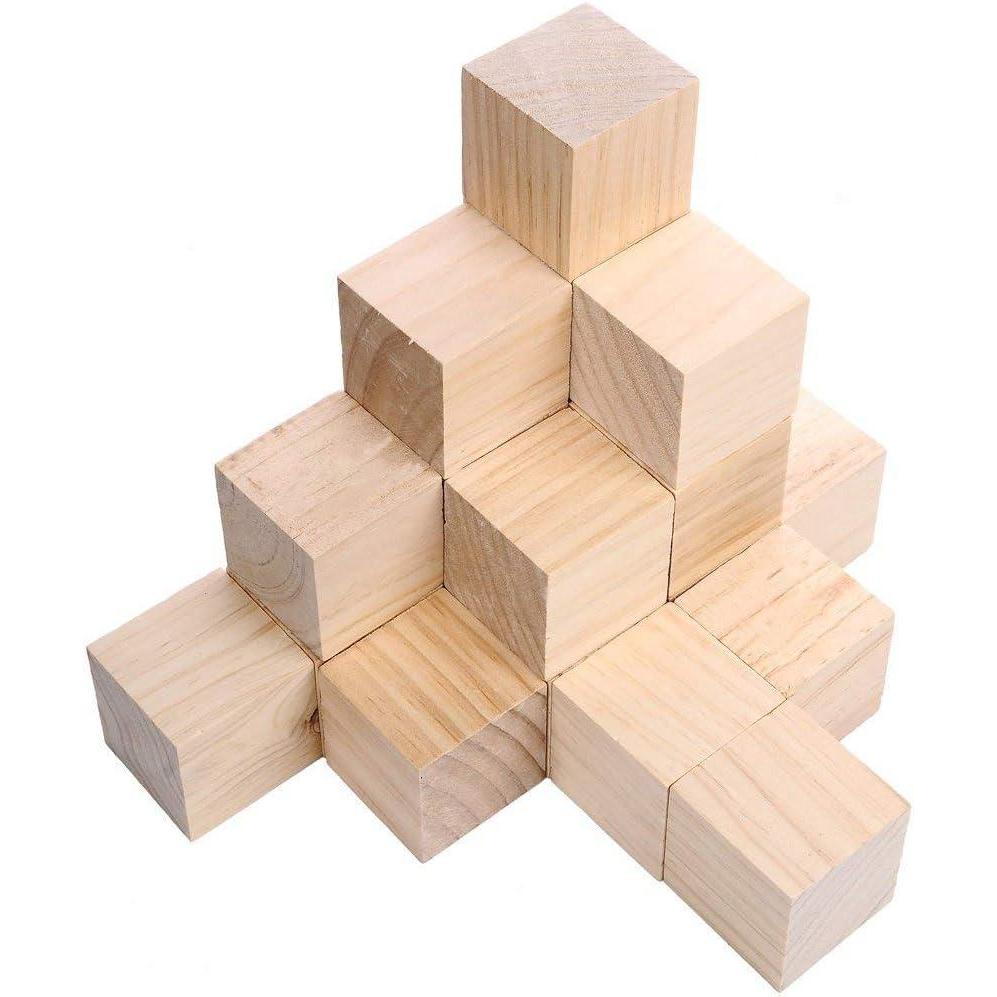 imageSupla 20pcs 2 inch Wooden Cubes Unfinished Wood Blocks for Wood Crafts Wooden Cubes Wood Blocks Great for Baby Showers 20pcs20pcs