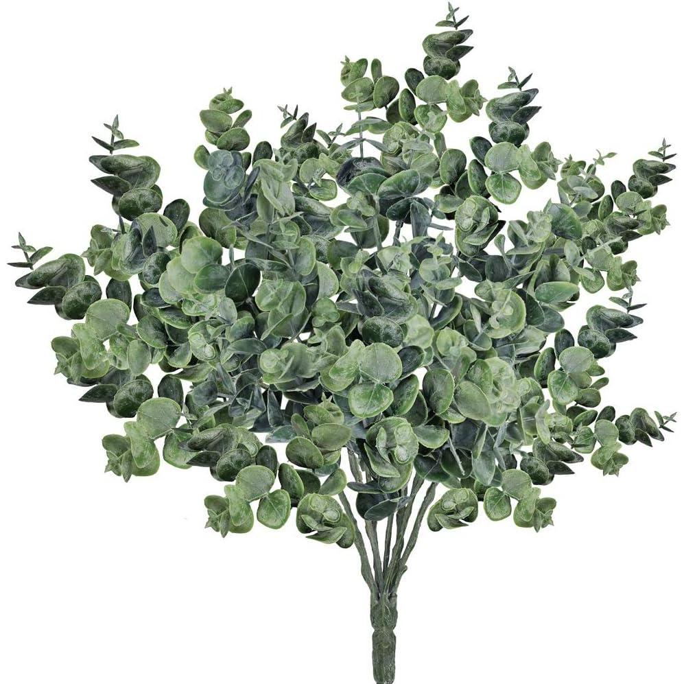imageSupla 3 Pcs Realistic Eucalyptus Leaves Bushes Artificial Greenery Stems Faux Eucalyptus Branches in Grey Green 146quot Tall for Vase Bouquets Wreath Garland Floral Crafts Centerpiece Table Decorations