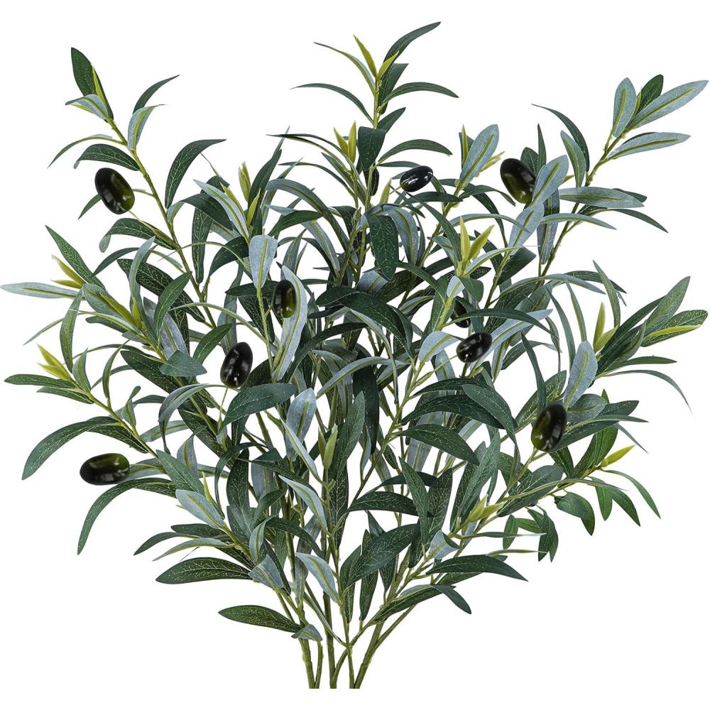 imageWinlyn 3 Pcs 236quot Tall Artificial Olive Branches with 261 Leaves Lifelike Faux Eucalyptus Plant Stems for Floral Arrangements Vases Bouquets Wreaths Centerpieces Wedding Holiday Greenery Home Decor