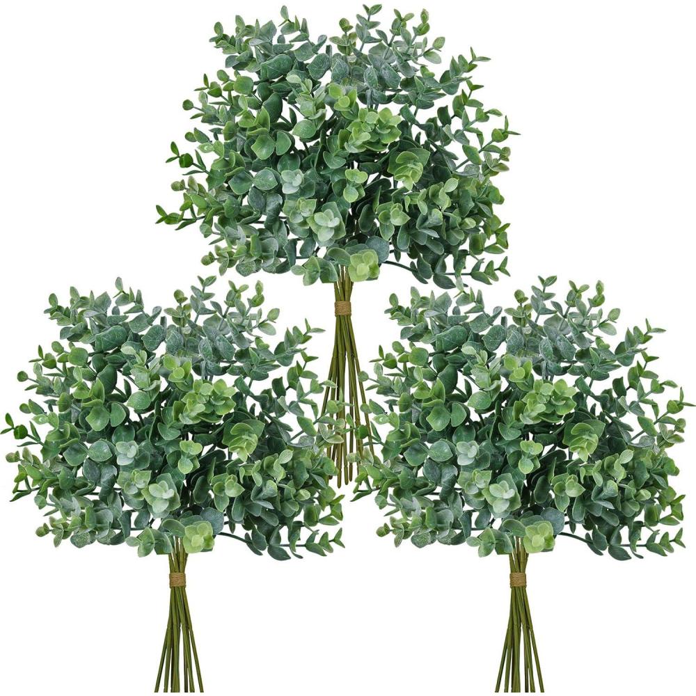 imageWinlyn 33 Pcs Artificial Eucalyptus Leaves Stems in Grey Green 146quot Tall Bulk Wedding Bouquet Greenery Rustic Holiday Greens for Vase Mason Jar Bottle Floral Arrangement Christmas Wreath Garland