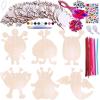 36 Sets Valentine’s Day Craft Kits DIY Valentine Monster Wood Ornaments Decorations Art Sets Assorted Paintable Unfinished Wood Monster Cutouts Pom-Poms Googly Eyes for Kids Valentine Party Activity