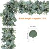 6′ Faux Mixed Eucalyptus Leaves Garland Artificial Silver Dollar Eucalyptus with White Seeds in Gray Green for Farmhouse Wedding Backdrop Table Runner Centerpiece Mantel Indoor Outdoor Greenery Decor