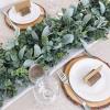 6′ Long Faux Mixed Eucalyptus Leaves and Lamb’s Ear Leaves Garland Artificial Greenery Garland in Gray Green for Farmhouse Wedding Arch Backdrop Table Runner Centerpiece Mantel Indoor Outdoor Decor