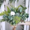 Supla 3 Pcs Realistic Eucalyptus Leaves Bushes Artificial Greenery Stems Faux Eucalyptus Branches in Grey Green 14.6″ Tall for Vase Bouquets Wreath Garland Floral Crafts Centerpiece Table Decorations