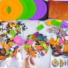 Winlyn 12 Halloween Craft Kits Fall Crafts DIY Halloween Wreath Ornaments Decorations Art Sets Monster Foam Stickers Arts and Crafts for Kids Home Classroom Party Favors Trick-or-Treat Activities
