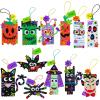 Winlyn 24 Sets Halloween Crafts Kits Fall Crafts DIY Craft Stick Halloween Ornaments Decorations Art Set Jack-O’-Lantern Ghost Foam Stickers Arts and Crafts for Kids Classroom Activities Party Favors