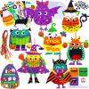 Winlyn 24 Sets Halloween Crafts Kits Fall Crafts DIY Halloween Ornaments Decorations Art Sets Pumpkin Monster Jack-o’-Lantern Foam Stickers Arts and Crafts Googly Eyes for Kids Classroom Activities