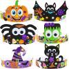 Winlyn 24 Sets Halloween Headbands Craft Kits DIY Crown Art Sets Spider Bat Jack-o’-Lantern Witch Hat with Halloween Foam Stickers Crafts for Kids Classroom Activities Party Favors Trick-or-Treat