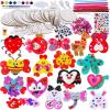 17 Sets Valentine Wood Painting Craft Kits Wooden Heart Animal Ornaments Art Sets DIY Wood Heart Dog Cat Butterfly Fish Bee Owl Dog Llama Creativity Decorations for Kids Valentine Spring Party Favors