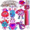 36 Sets Valentine’s Day Craft Kits DIY Valentine Monster Wood Ornaments Decorations Art Sets Assorted Paintable Unfinished Wood Monster Cutouts Pom-Poms Googly Eyes for Kids Valentine Party Activity