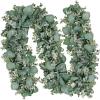 6′ Long Faux Mixed Eucalyptus Leaves Garland Artificial Silver Dollar Eucalyptus Greenery Garland in Gray Green for Farmhouse Wedding Arch Backdrop Table Runner Centerpiece Mantel Indoor Outdoor Decor