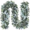 6′ Long Faux Mixed Eucalyptus Leaves and Lamb’s Ear Leaves Garland Artificial Greenery Garland in Gray Green for Farmhouse Wedding Arch Backdrop Table Runner Centerpiece Mantel Indoor Outdoor Decor