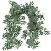 Supla 2 Separate 6’L/Pcs Faux Willow Vines Twigs Leaves and Silver Dollar Eucalyptus Leaves Garland String Wedding Arch Swag Backdrop Garland Doorways Greenery Farmhouse Garland Indoor Outdoor Decor
