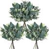 Winlyn 20 Pcs Mixed Artificial Oval Eucalyptus Leaves Bulk with White Seeds Stems and Spray for Vase Floral Wreath Bouquets Wedding Greenery Decoration