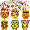 Winlyn 24 Sets Fall Craft Kits Autumn Crafts DIY Owl Ornaments Decorations Art Sets Foam Owl Pumpkin Leaf Stickers Arts and Crafts for Kids Thanksgiving Halloween Classroom Activities Party Favors