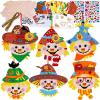 Winlyn 24 Sets Fall Craft Kits Autumn Scarecrow Crafts Fall Scarecrow Head Craft Kits Maple Leaves Pumpkins Harvest Foam Stickers Arts and Crafts for Kids Classroom Activities Holiday Party Favors