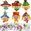 Winlyn 24 Sets Fall Craft Kits for Kids Autumn Crafts DIY Scarecrow Ornaments Fall Decorations Individual Craft Kits Thanksgiving Foam Stickers Arts and Crafts for Classroom Activities Party Favors