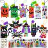 Winlyn 24 Sets Halloween Crafts Kits Fall Crafts DIY Craft Stick Halloween Ornaments Decorations Art Set Jack-O’-Lantern Ghost Foam Stickers Arts and Crafts for Kids Classroom Activities Party Favors