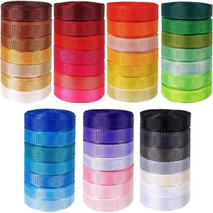 Winlyn 48 Rolls 48 Colors 240 Yards 3/8″ Wide Solid Grosgrain Ribbons Rolls Fabric Ribbons Rainbow Multicolor Ribbons Decorative Ribbon Trim for Gift Wrapping Craft Hair Bows Sewing Party Art Project
