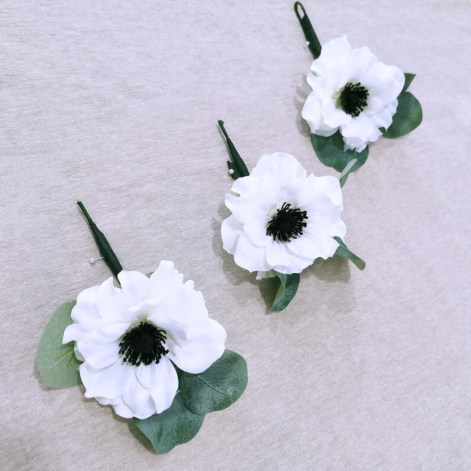 image18 Sets Artificial White Flowers Picks Bulk White Flower Stems Silk Flower Heads with Wired Stems 4quot Wide for Floral Arrangement Wedding Bouquets Boutonnieres Floral Crafts