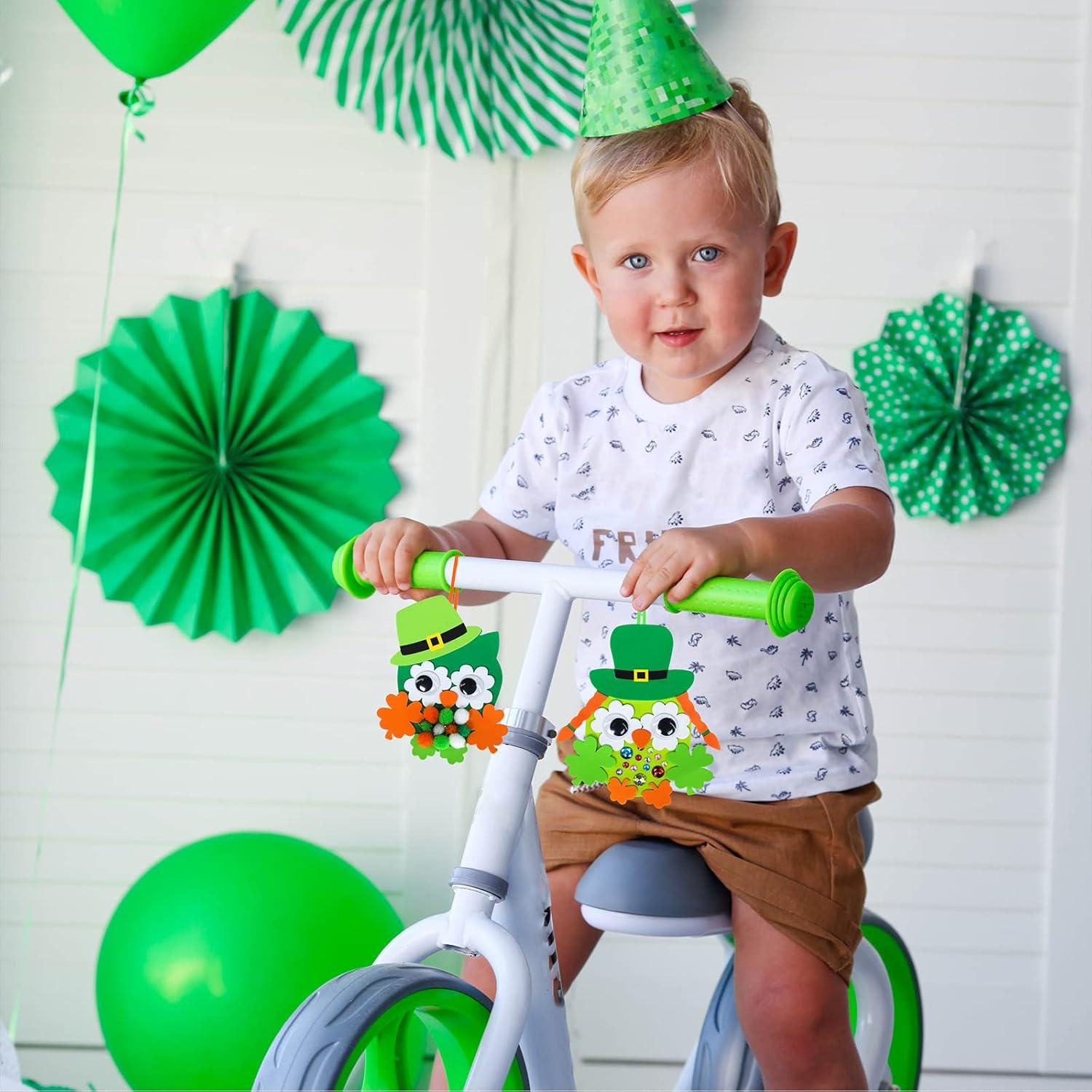 image24 Sets Owl Shamrock Ornaments St Patricks Day Decorations Craft Kits Assorted Owl FourLeaf Clover Lucky Shamrock Foam Stickers Pompoms Google Eye for Kids Classroom Home Activity Gift Art Project