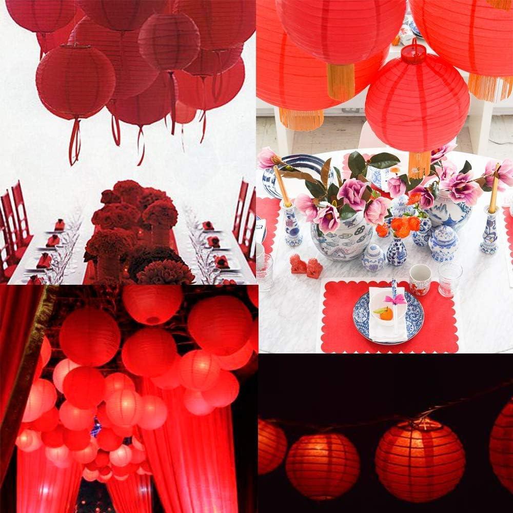 imageSupla 28 Pcs 5 Sizes Chinese New Year Decorative Red Paper Lanterns Hanging Chinese Japanese Lanterns Round Party Lanterns for Spring Festival Holiday Season Decorations