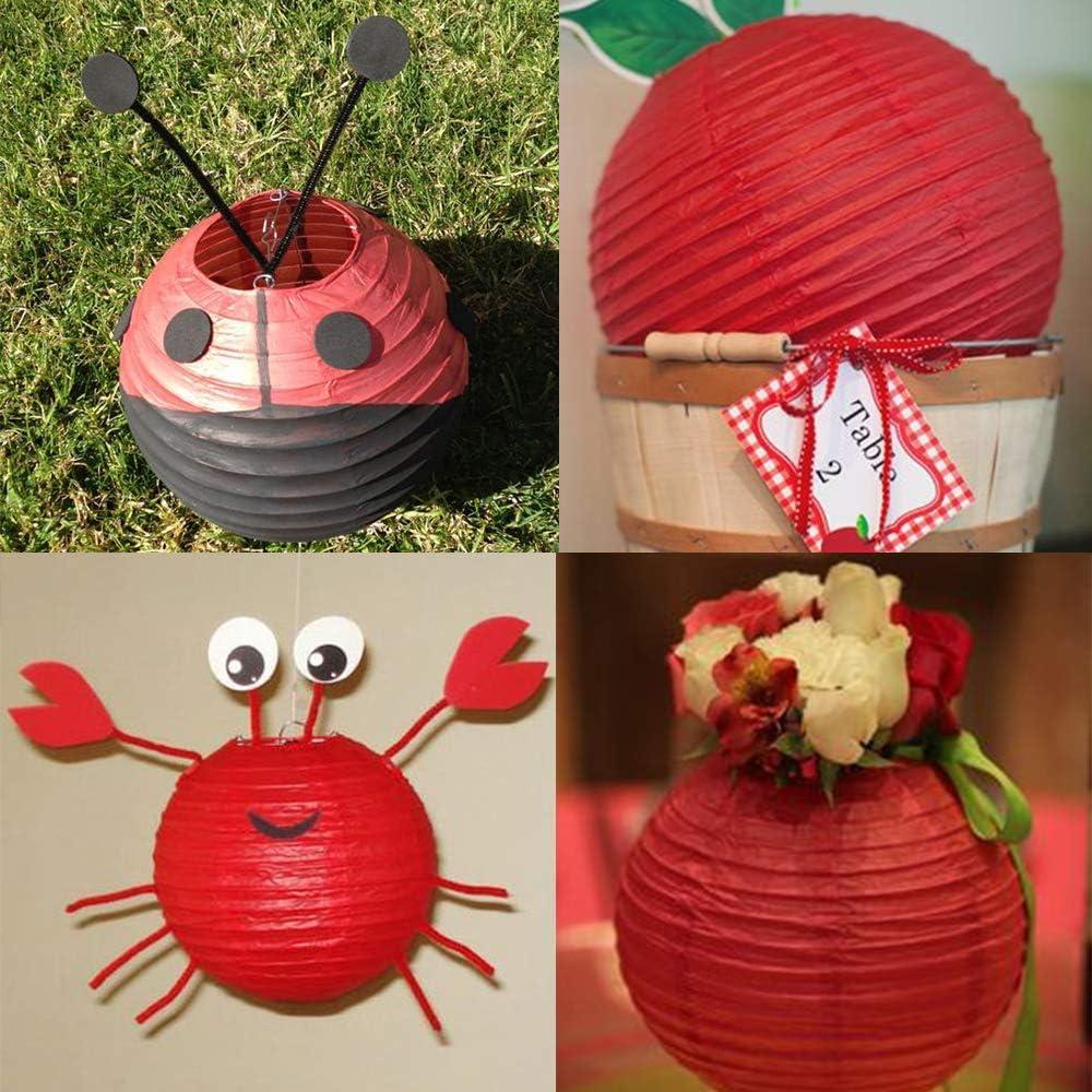 imageSupla 28 Pcs 5 Sizes Chinese New Year Decorative Red Paper Lanterns Hanging Chinese Japanese Lanterns Round Party Lanterns for Spring Festival Holiday Season Decorations