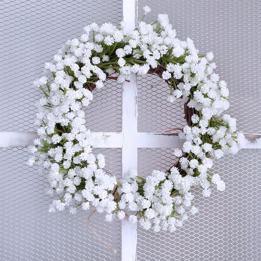 imageSupla Pack 2 Babys Breath Artificial 14 ForksTotal of 882 White Blooms Babys Breath Bulk Flower Bush Gypsophila Artificial in White 157quot Tall for Wedding Wreath Boutonniere Flower Crown