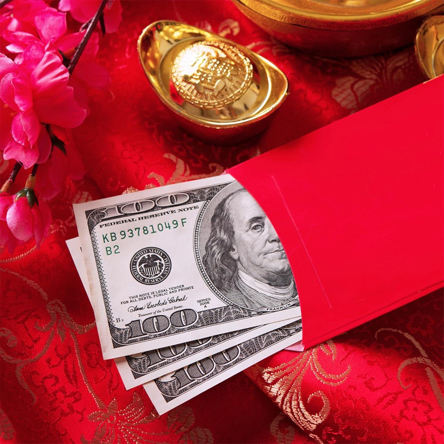 imageWinlyn 120 Pcs 12 Designs Chinese New Year Red Envelopes Bulk Lucky Money Pockets Hong Bao Lai See Red Packets Lucky Cash Envelopes for Asian Vietnamese Chinese Lunar New Year 2025 Year of the Snake