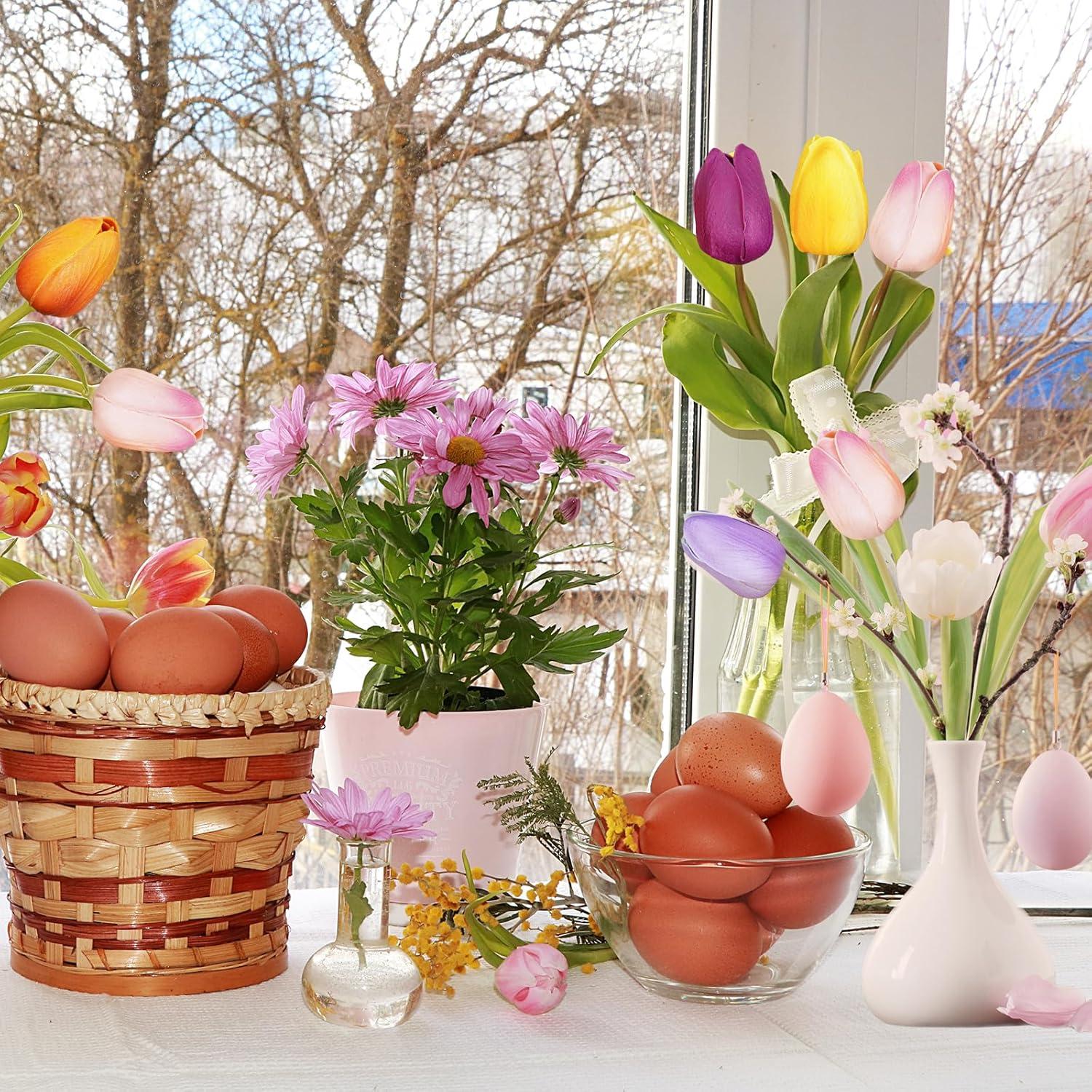 imageWinlyn 20 Pcs 10 Colors Artificial Tulip Flowers Stems Real Touch PU Tulips Multicolor Fake Tulip Bouquets Wedding Easter Spring Floral Arrangements Home Table DecorationsMixed