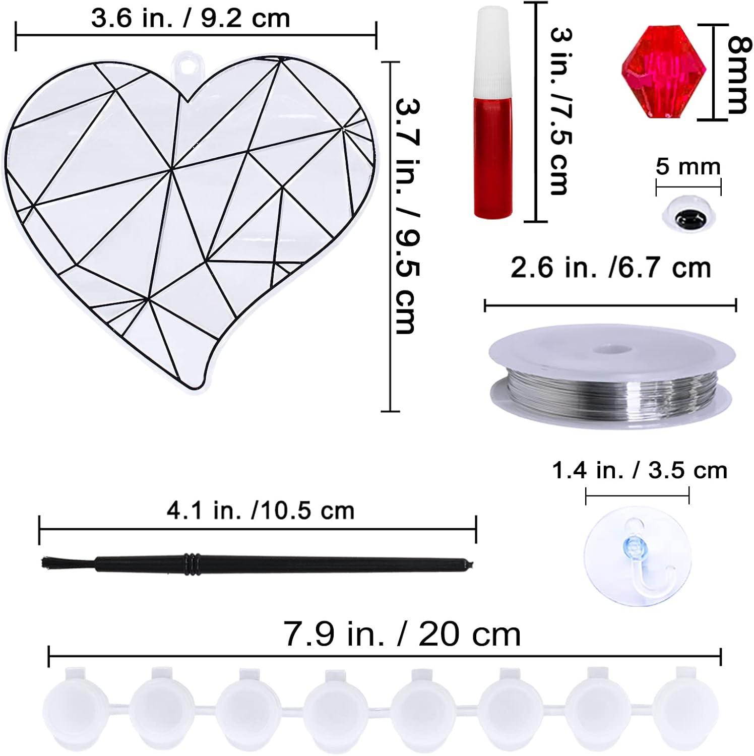 imageWinlyn 24 Sets Heart Suncatchers Ornaments Decorations DIY Window Paint Art Stickers Crafts Heart Sun Catchers Kits for Kids Valentines Day PirateThemed Birthday Activities Party Favors Art Project