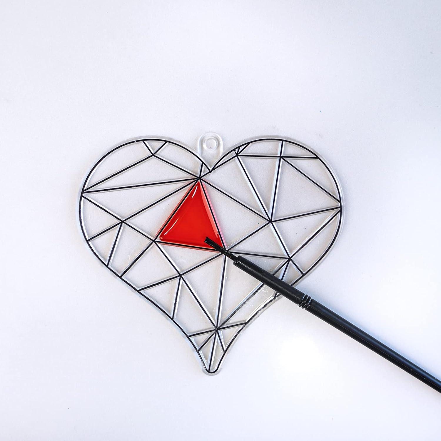 imageWinlyn 24 Sets Heart Suncatchers Ornaments Decorations DIY Window Paint Art Stickers Crafts Heart Sun Catchers Kits for Kids Valentines Day PirateThemed Birthday Activities Party Favors Art Project