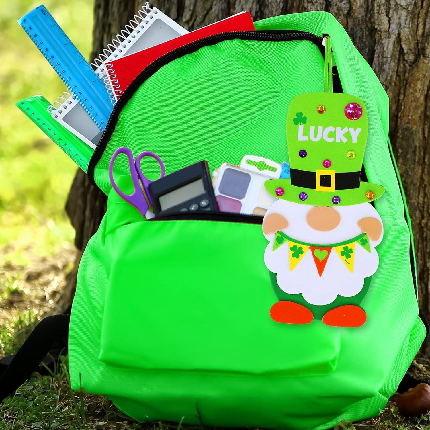 imageWinlyn 24 Sets St Patricks Day Decorations Gnome Shamrock Ornaments DIY St Pats Craft Kits Assorted Lucky FourLeaf Clover Irish Shamrock Foam Stickers for Kids Classroom Home Activity Art Project