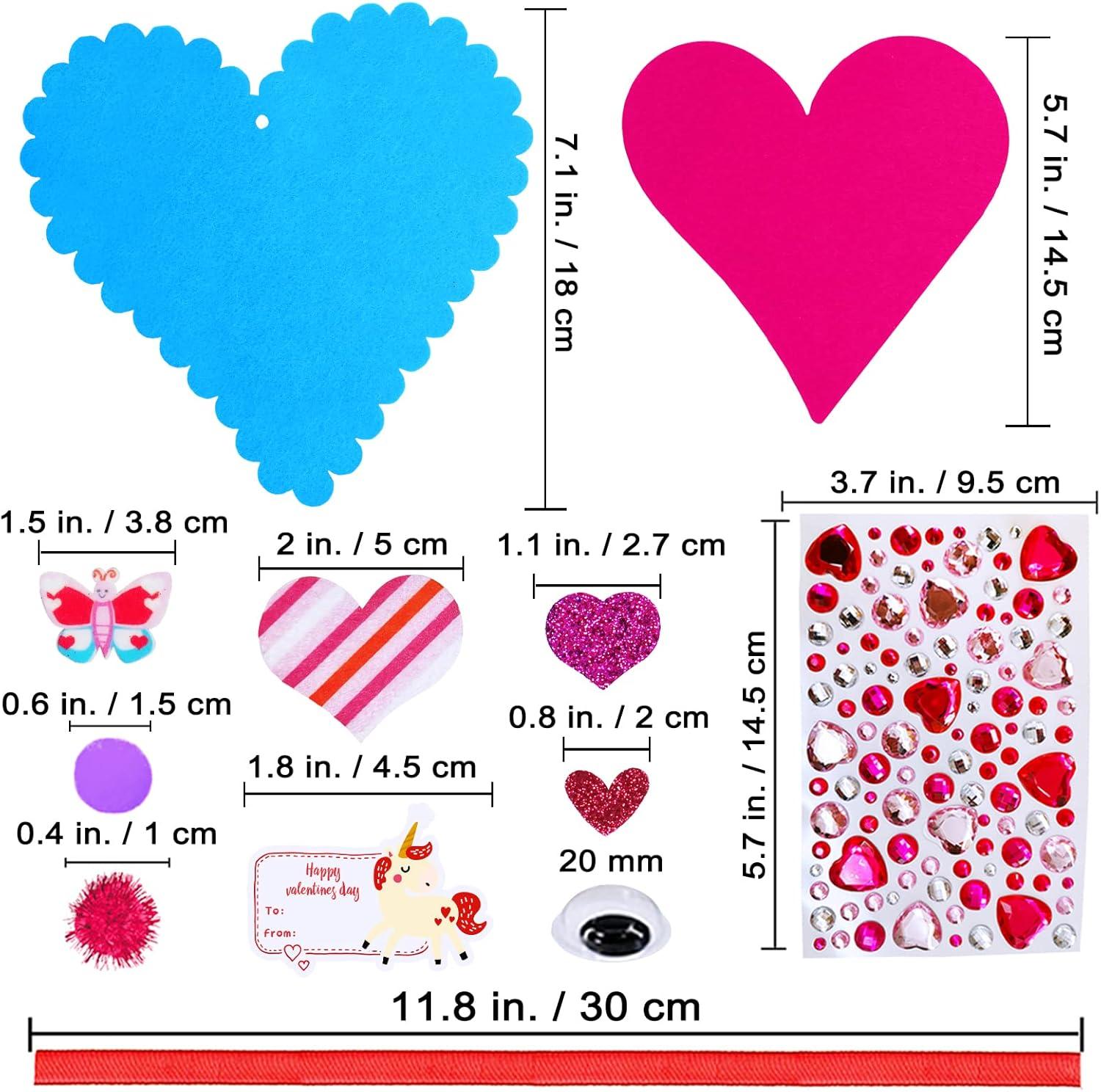 imageWinlyn 24 Sets Valentines Day Heart Ornaments Decorations DIY Felt Heart Valentine Craft Kits Assorted Felt Heart Stickers Googly Eyes for Kids Valentine Gift Exchange Classroom Activity Art Project