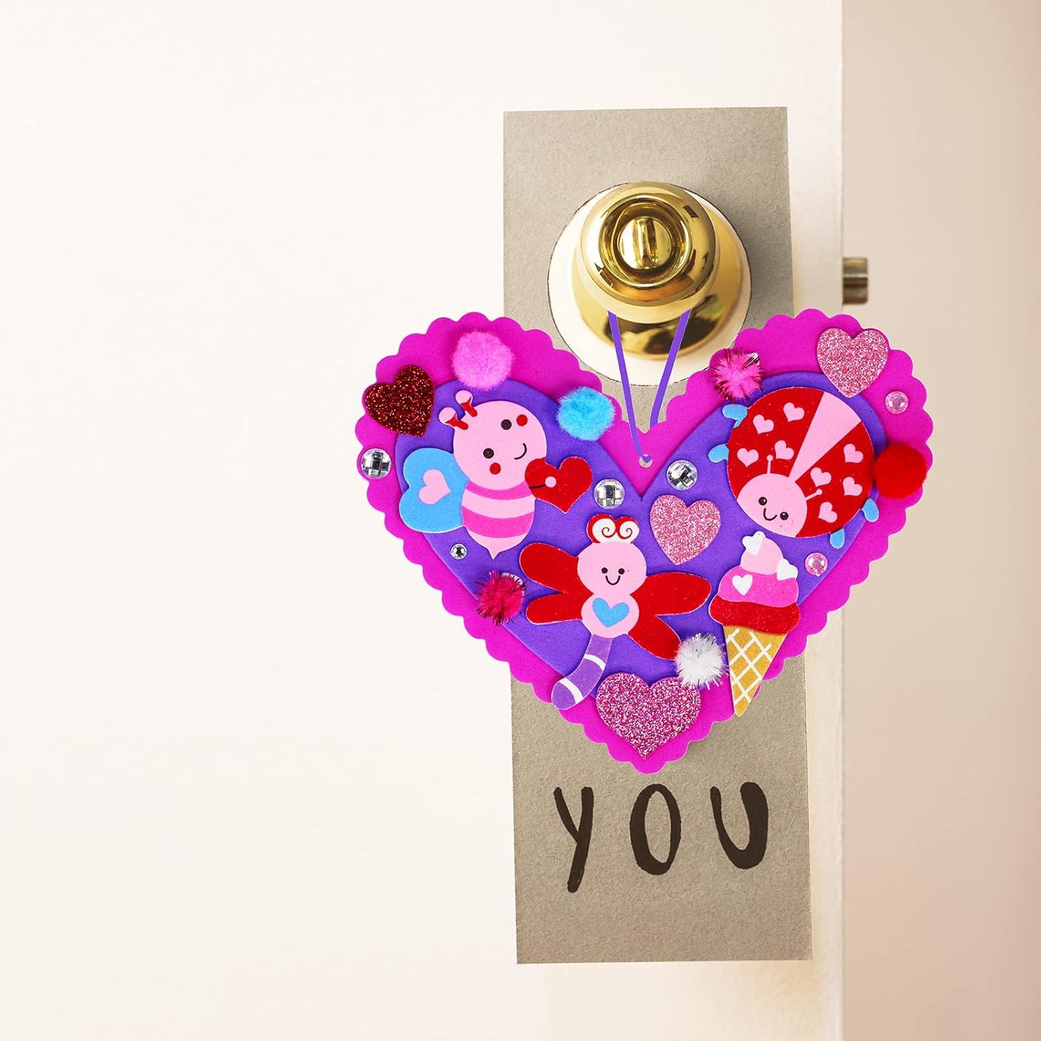 imageWinlyn 24 Sets Valentines Day Heart Ornaments Decorations DIY Heart Ornaments Valentine Craft Kits Assorted Foam Heart Shape Stickers Googly Eyes for Kids Classroom Activity Gift Exchange Art Project