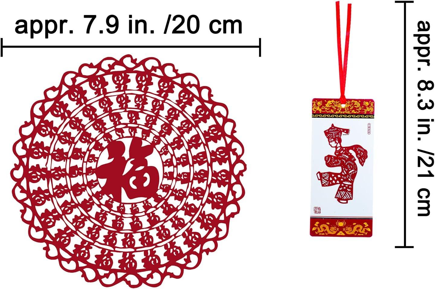 imageWinlyn 26 Pcs Asian Chinese Vietnamese Lunar New Year Window Wall Door Decorations FU Paper Cutting Good Luck Ornaments Festival Lucky Decorations for Oriental New Year 2025 Party Favors Wedding Decor