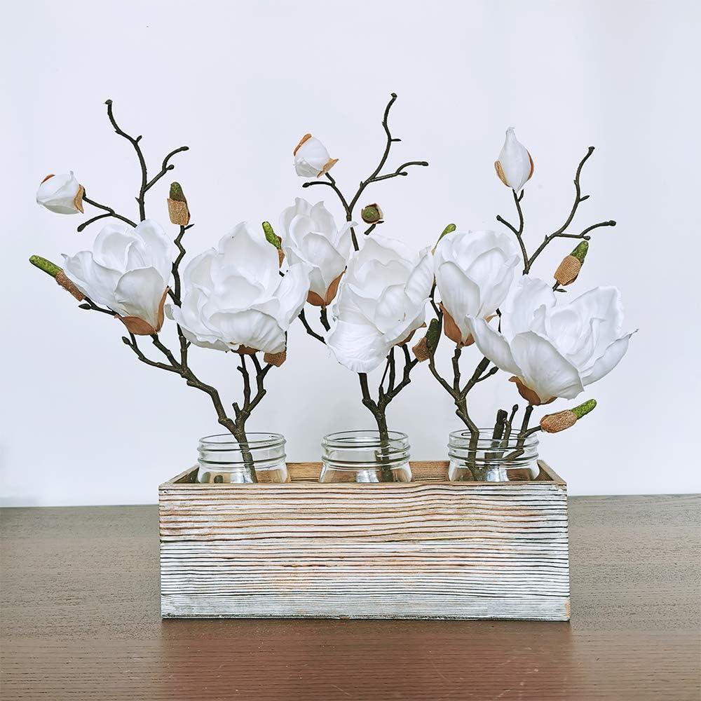 imageWinlyn 3 Pcs Silk Magnolia Flowers with Buds Branch Artificial Magnolia Blooms Wedding Flowers Bouquets Floral Stems in White 19quot Tall for Vase Floral Arrangement Table Centerpiece Home Decor