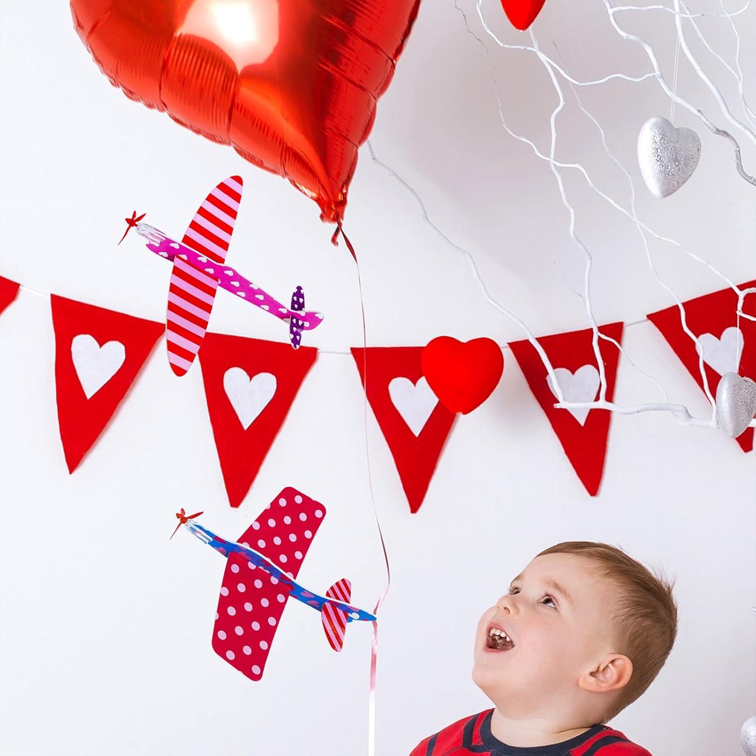 imageWinlyn 32 Sets Valentines Day Foam Airplanes Glider Planes with Cards for Kids Boys Girls Valentine Planes Party Favors School Classroom Gift Exchange Valentines Treats Prizes Goodie Bag Stuffers Toys