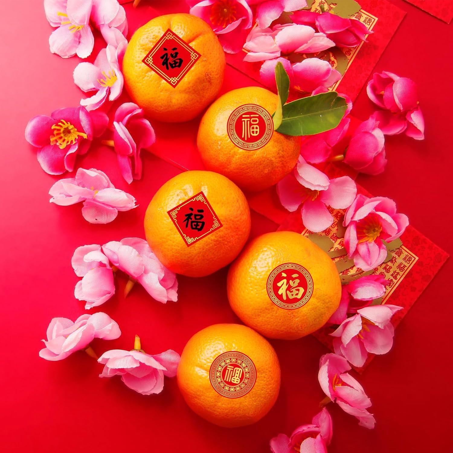 imageWinlyn 352 Pcs Chinese New Year Stickers Asian Lunar New Year Fu Labels and Chinese Blessing Stickers 2025 Year of The Snake Candy Chocolate Labels for Spring Festival Party Favors New Year Decoration