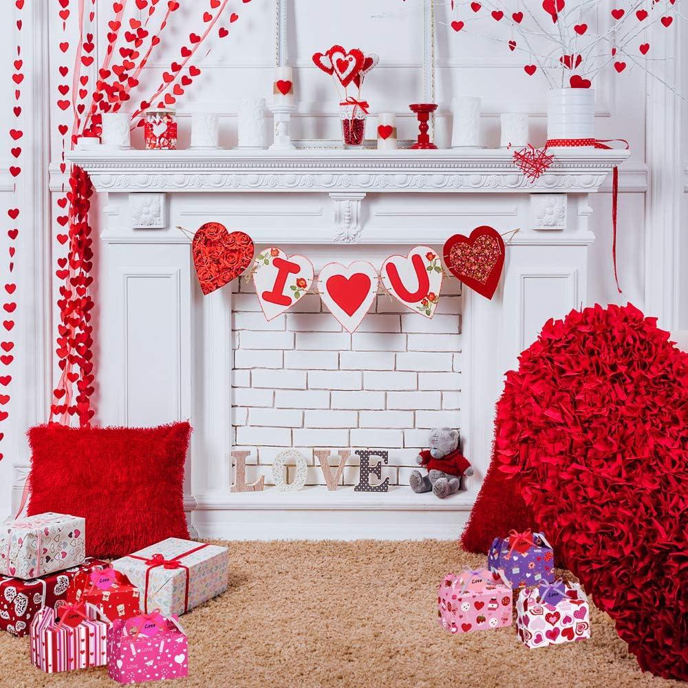 imageWinlyn 48 Set Valentines Day Treat Boxes Hearts Prints Boxes Cookie Boxes Goodie Bag Party Favor Boxes Container Candy Box with Heart Tags Bulk for Kids Girls School Classroom Supplies