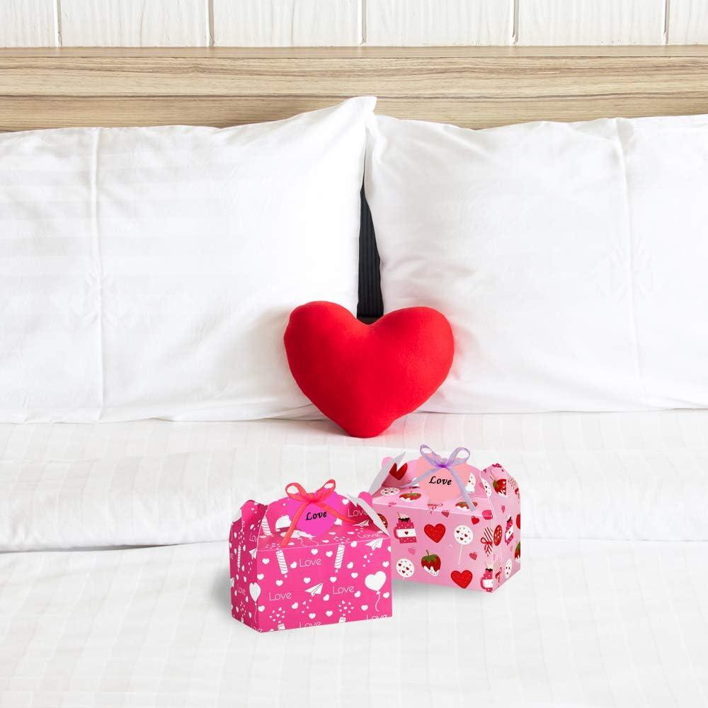 imageWinlyn 48 Set Valentines Day Treat Boxes Hearts Prints Boxes Cookie Boxes Goodie Bag Party Favor Boxes Container Candy Box with Heart Tags Bulk for Kids Girls School Classroom Supplies