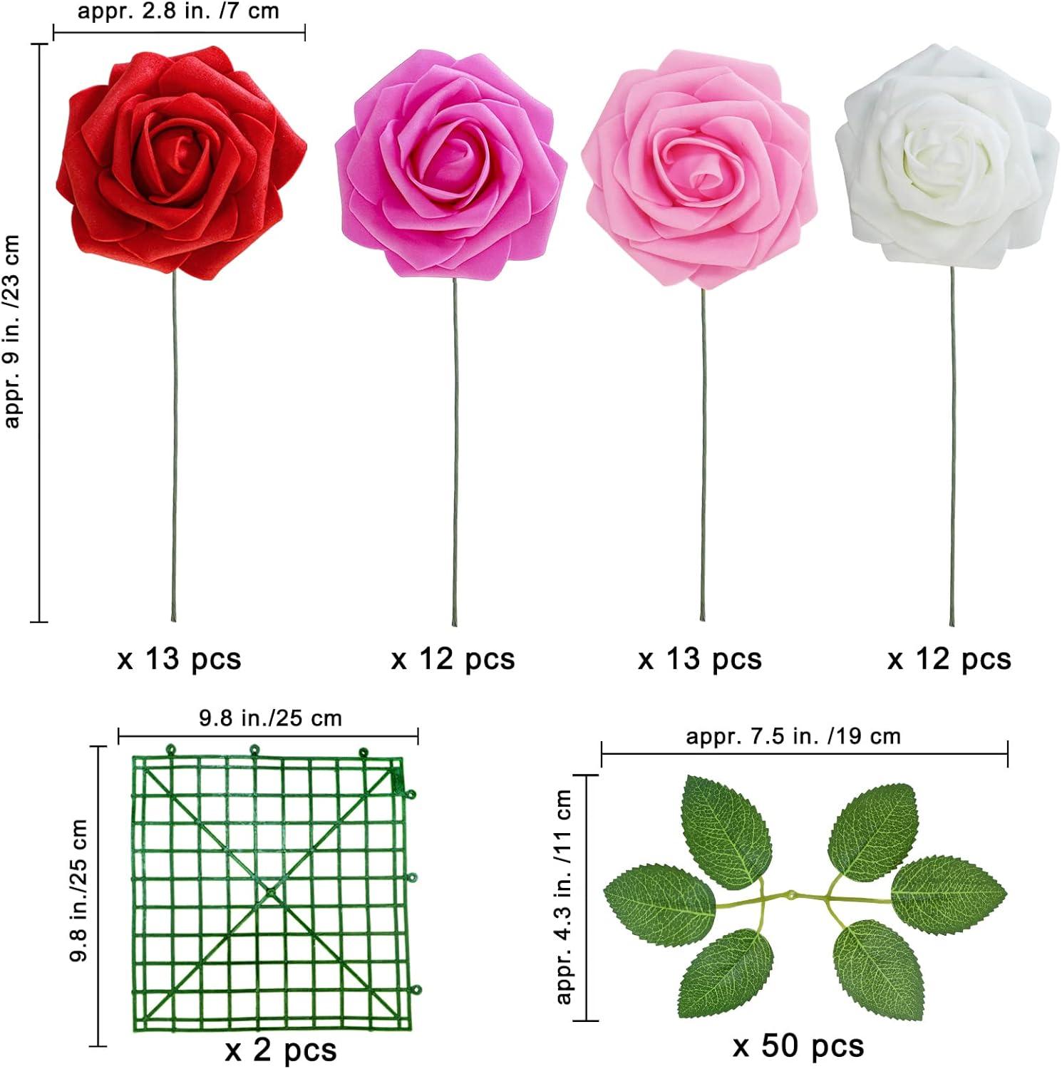 imageWinlyn 50 pcs Real Touch Blush Pink Roses with Stems ampamp Silk Leaves Bulk Artificial Flowers for Weddings Centerpieces Floral Arrangements Party Decorations Baby Showers Birthday Anniversaries CraftsShades of Pink