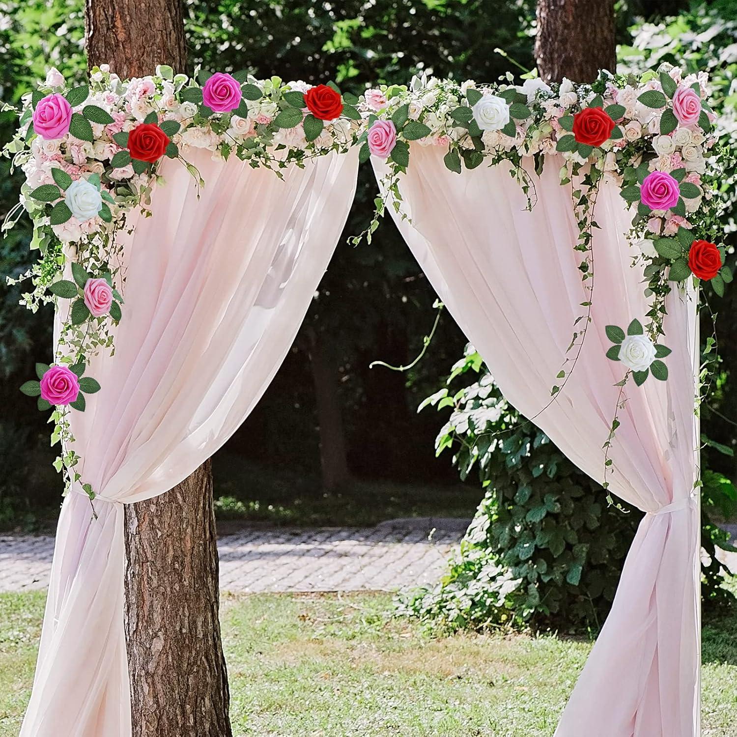 imageWinlyn 50 pcs Real Touch Blush Pink Roses with Stems ampamp Silk Leaves Bulk Artificial Flowers for Weddings Centerpieces Floral Arrangements Party Decorations Baby Showers Birthday Anniversaries CraftsShades of Pink