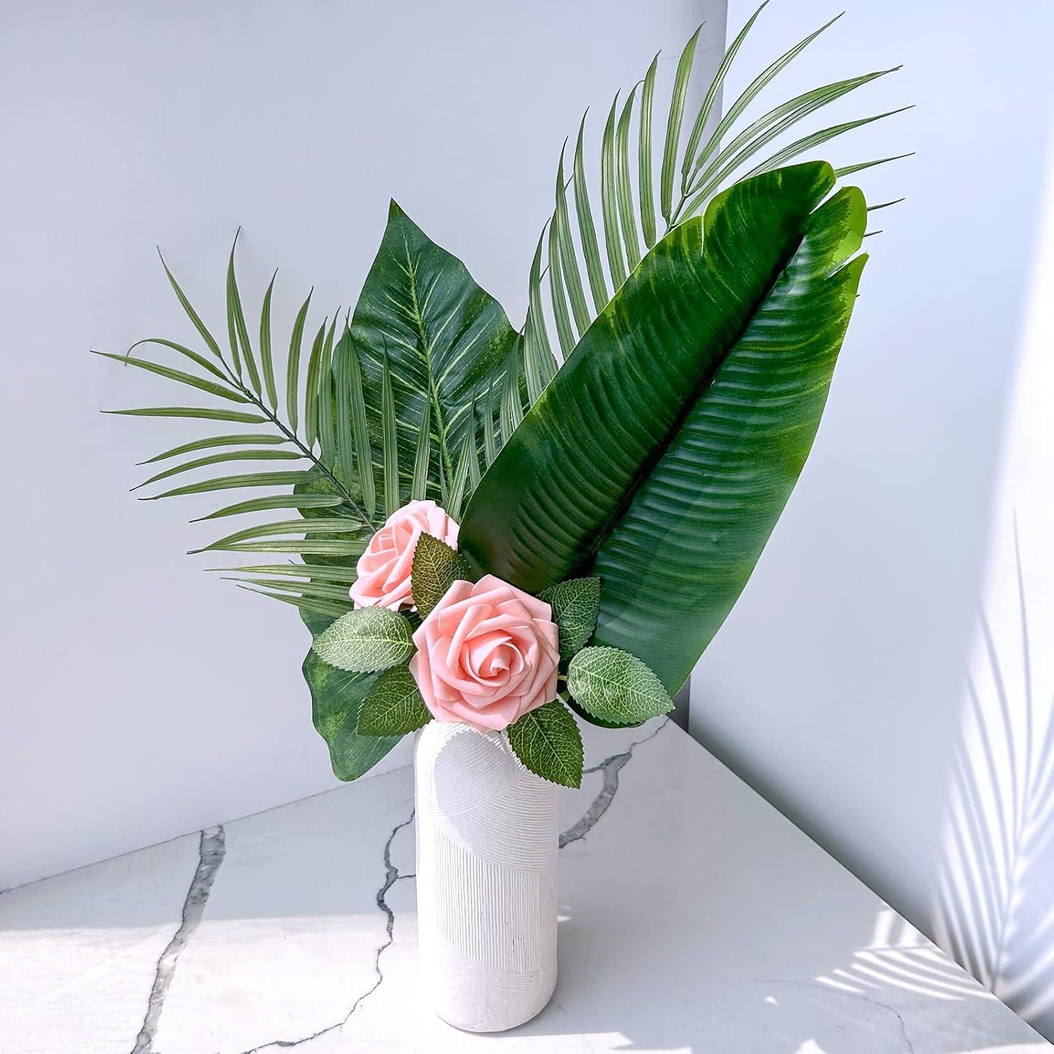 imageWinlyn 50 pcs Real Touch Blush Pink Roses with Stems ampamp Silk Leaves Bulk Artificial Flowers for Weddings Centerpieces Floral Arrangements Party Decorations Baby Showers Birthday Anniversaries CraftsBlush Pink