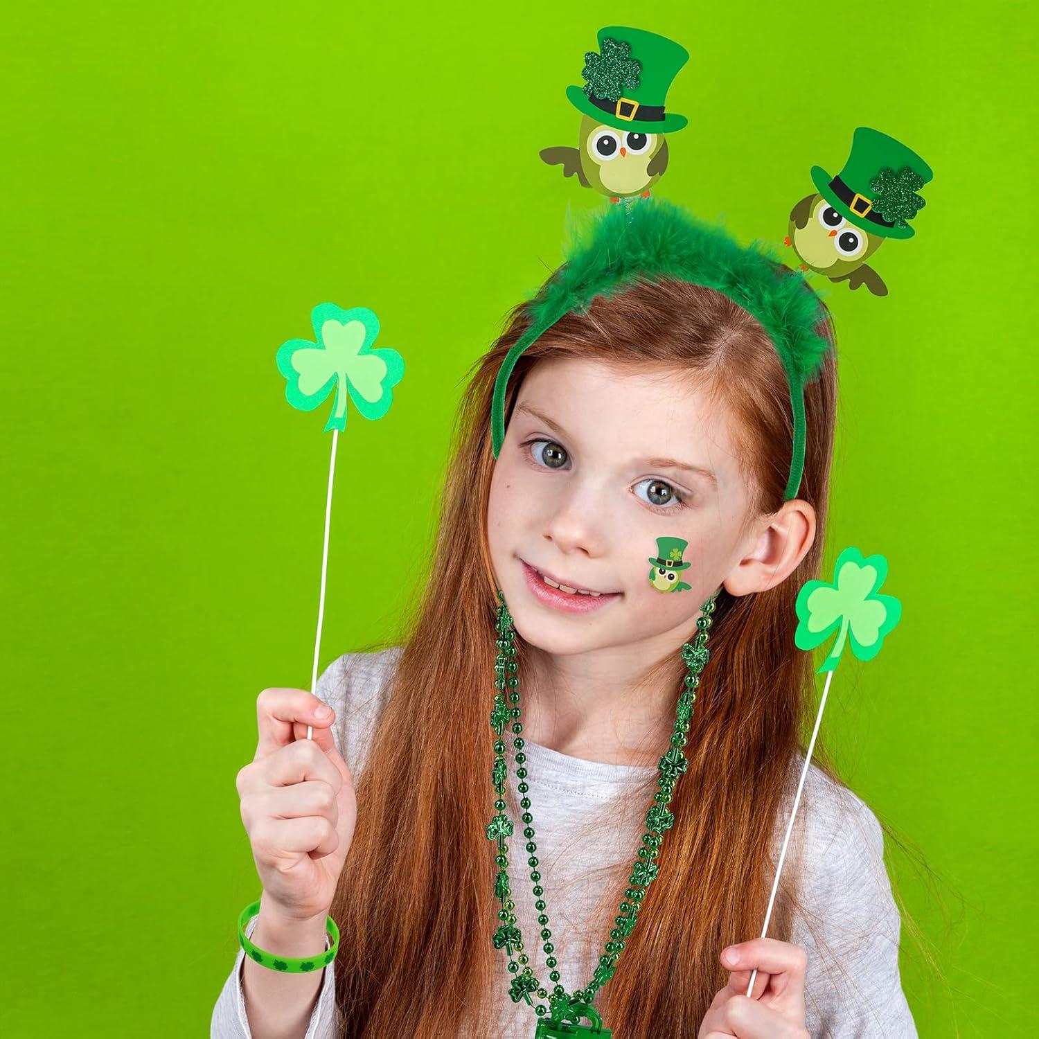 imageWinlyn 58 Pcs St Patricks Day Novelty Jewelry Assortment Necklaces Head Boppers Bracelets Mustaches Tattoos ampamp Accessories for St Pattys Day Irish Party Decor