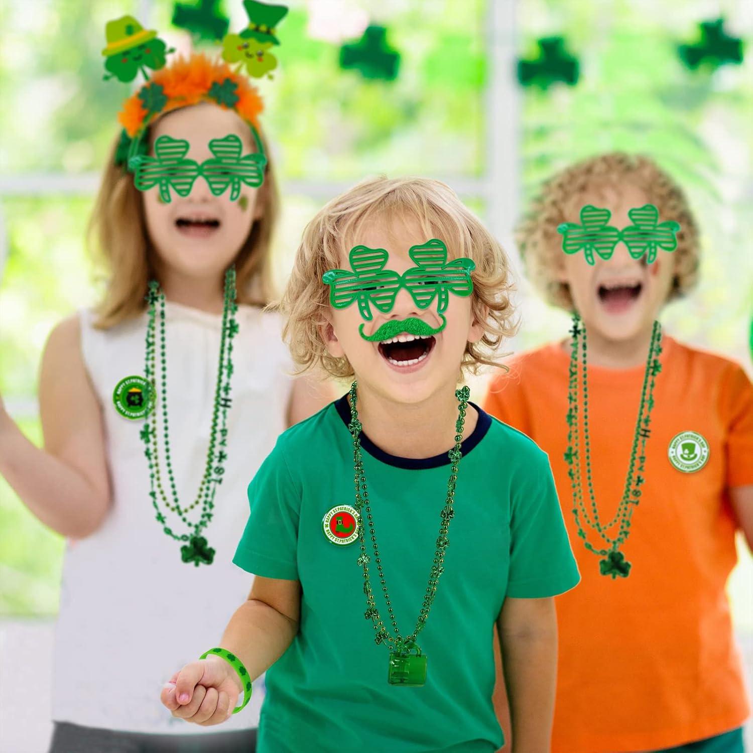 imageWinlyn Bulk St Patricks Day Novelty Jewelry Assortment St Patricks Day Party Favors Supplies Head Bopper Necklace Bracelet Glasses Tattoo Stickers Accessories for St Pattys Day Irish Party Dcor