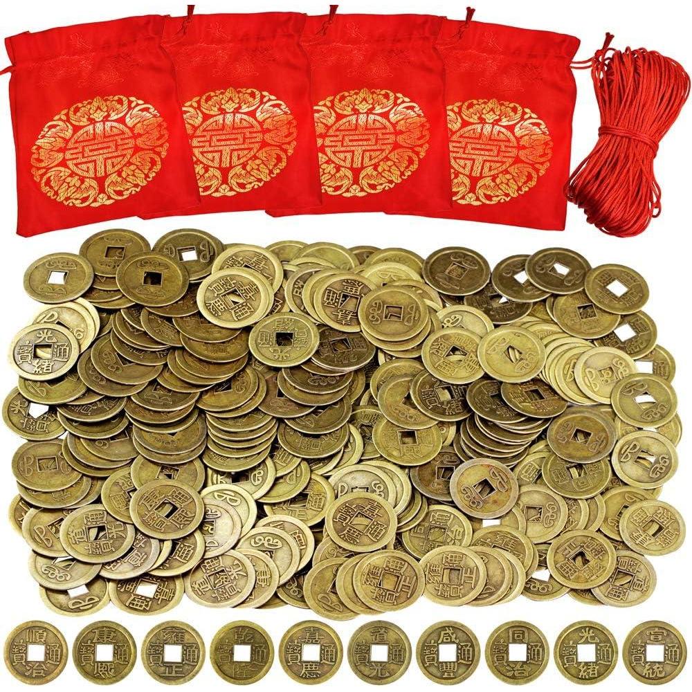 image260 Pcs Chinese Lucky Coins Feng Shui Decorations for Good Fortune and Luck With Bag Asian Lunar New Year 2025 Year of The Snake Health Wealth Bracelet Charms