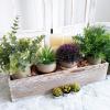 1 Pcs Wood Planter Rectangle Whitewashed Rectangular Decorative Wooden Box with Inner Plastic Box – 17.3″ L x 3.9″ W x 3.9″ H Floral Natural Centerpieces Rustic Wedding Decor